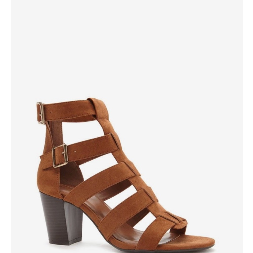 FAUX SUEDE CAGED BLOCKED HEELS - Picture 3 of 3